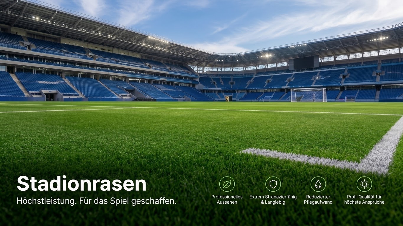 Stadionrasen auf einem professionellen Fußballfeld